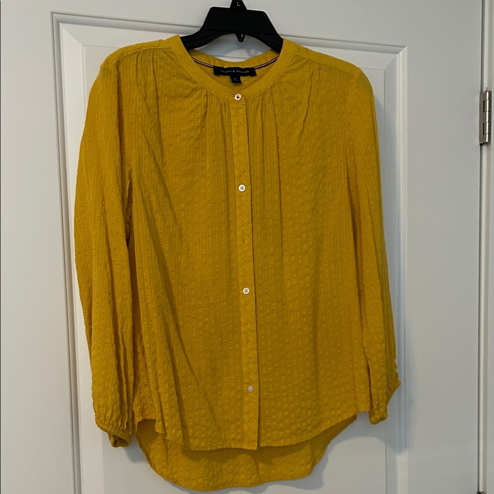 Tommy Hilfiger Mustard Textured Button-Up Blouse